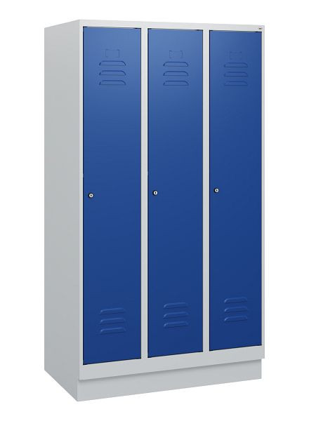 C+P luierkluis Classic PLUS, onderbouw, 3 vakken, 1630x900x500mm, 7035/5010, cilindersloten, 0800205-30 S10018