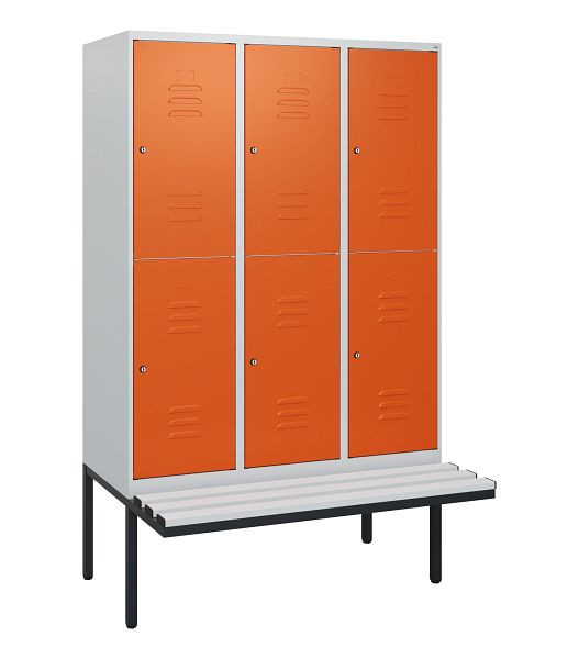 C+P dubbeldekskast Classic PLUS, 3 compartimenten, 1950x1200x815mm, 7035/2004, cilindersloten, zwevende zitting, 0803405-32 S10127