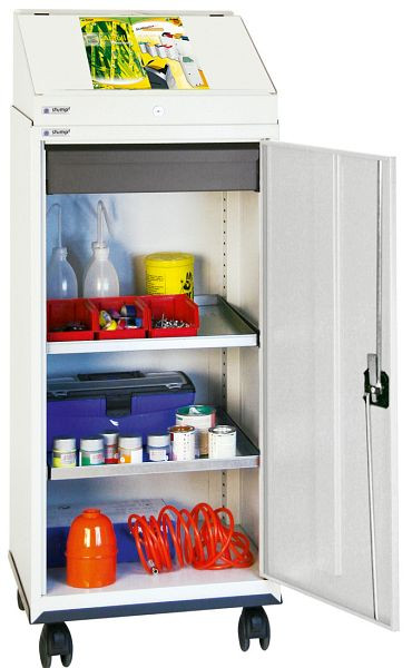 stumpf kast serie 3000, verrijdbaar, RAL 7035/7035, 1 bureau, 1 lade, 2 badplanken, rolbodem, 3091107
