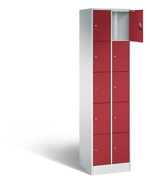C+P lockerkast serie 8070, H1950xW460xD480mm, kleur: lichtgrijs/robijnrood, 80700-20 S10003