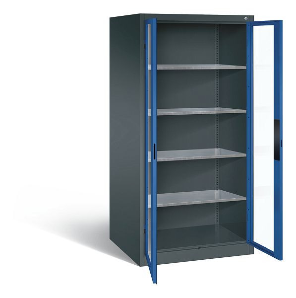 C+P gereedschapskast Acurado, H1950xW930xD800mm, kleur: antracietgrijs / gentiaanblauw, verzonken handgreep, 8924-055 S10012