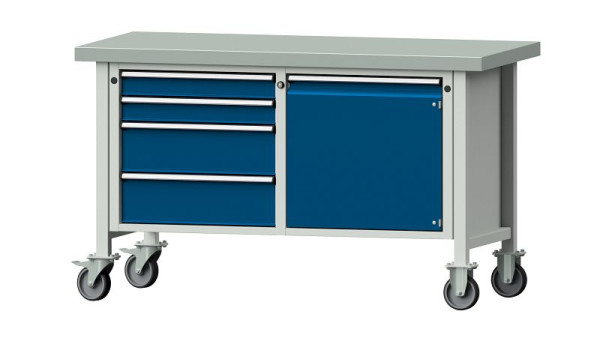 ANKE werkbanken Kastwerkbank, model 131 V, 1500 x 700 x 900 mm, RAL 7035/5010, ZBP 50 mm, verrijdbaar, 305.723