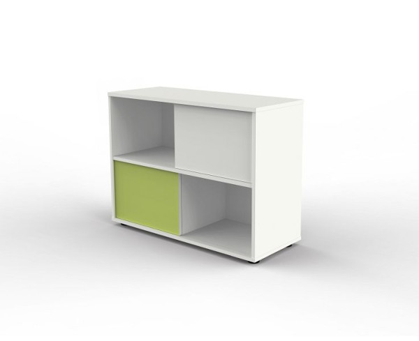 Kerkmann schuifdeurkast met omkeerbare deuren in halve vakbreedte, fris, B 1000 x D 400 x H 750 mm, wit/groen, 13445910