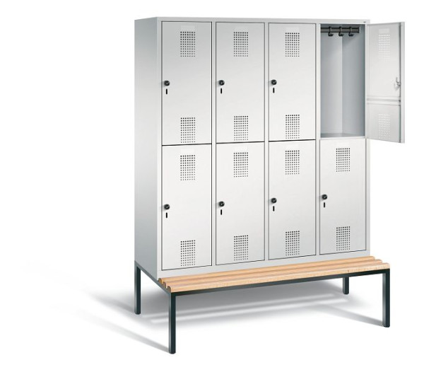 C+P locker dubbeldekker Evolo, H2090xB1590xD810mm, kleur: lichtgrijs, 48350-42 S10007