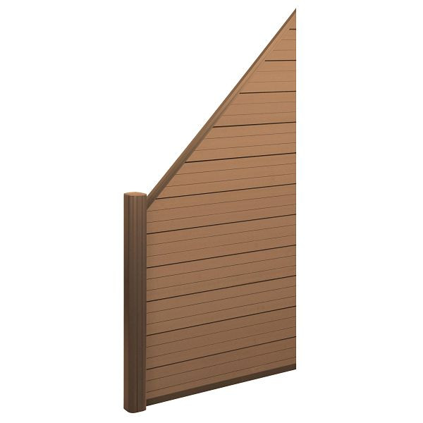 Mendler WPC inkijkscherm Sarthe, windscherm, aluminium paal, aanbouwelement schuin links, 0,95m teak, 77578