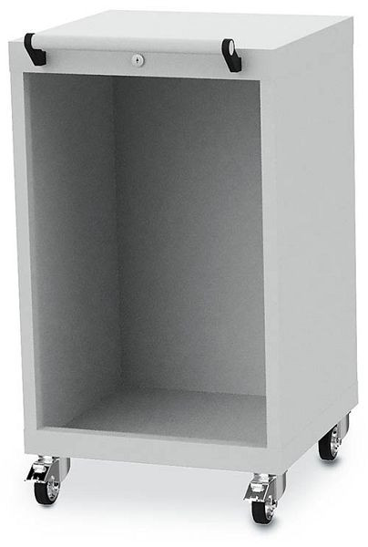 Bedrunka + Hirth ladekastbehuizing, R 18-16, afmetingen in mm (BxDxH): 530 x 500 x 1030, 4 x zwenkwielen, waarvan 2 met rem, Ø 80, 01.049M80
