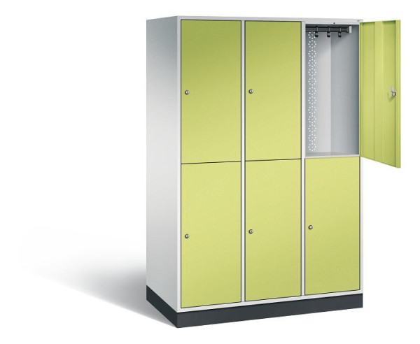 C+P locker dubbellaags XL Intro, H1950xW1220xD590mm, kleur: lichtgrijs / virid groen, 8270-303 S10048