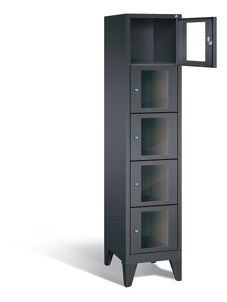 C+P lockerkast Classic, H1850xB420xD500mm, kleur: zwart-grijs, 8010A125 S10014
