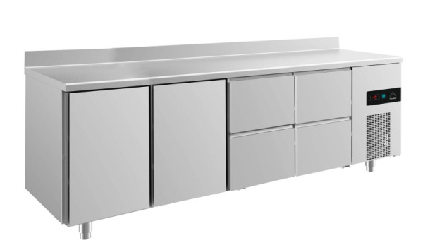 A&S Polarny koeltafel -2 tot +8°C met 2x deuren en 2x twee laden rechts, 2330 x 700 x 850 mm, met opstaande rand, KT4TTZZA