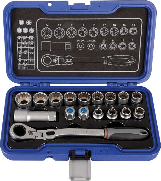 Projahn GearTech doorschroefratelset 17 delig, 4017