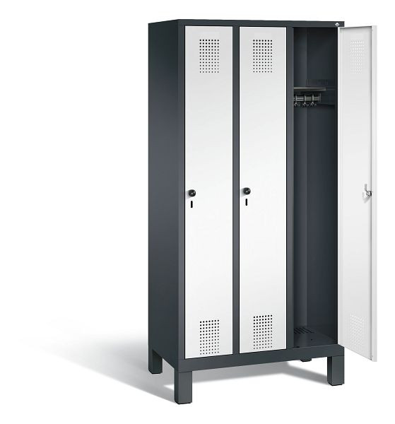 C+P Evolo garderobe, H1850xW900xD500mm, kleur: zwart-grijs/wit aluminium, 48010-30 S10100