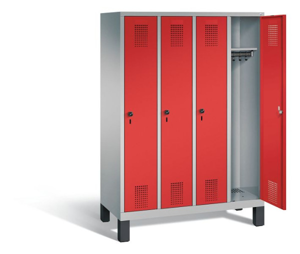 C+P schoolkluis Evolo, H1650xB1190xD500mm, kleur: wit aluminium / vuurrood, 480106-40 S10030