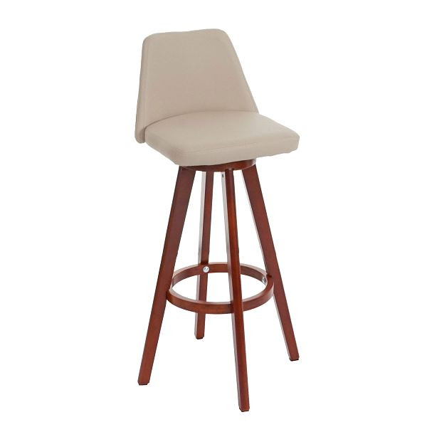 Mendler barkruk HWC-C43, barkruk tegenkruk, hout imitatieleer draaibaar, creme, 40569