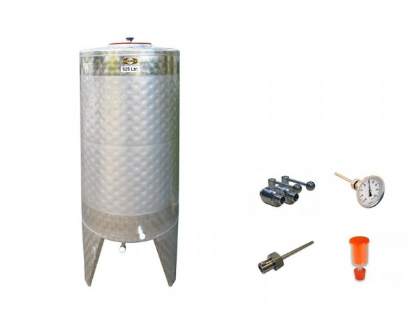 Speidel gistingstank set 525 liter met RVS kogelkraan, thermometer, inschroefhuls, fermentatie stop en stop, 45603