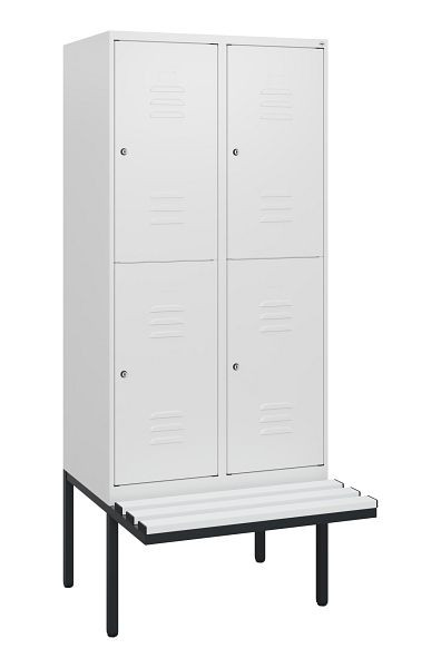 C+P dubbeldekskast Classic PLUS, bank, 2 vakken, 1950x800x815mm, 9016/9016, cilindersloten, 0803405-22 S10089