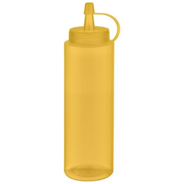 APS knijpflessen, VE 6 stuks, Ø 5 cm, hoogte: 18 cm, 260 ml, polyethyleen, geel, met schroefdeksel, met dop, vulopening: Ø 3 cm, 93251