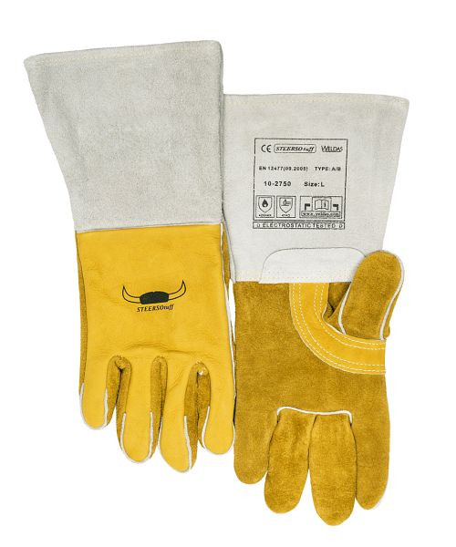 ELMAG 5-vingerlashandschoenen WELDAS 10-2750 L, MIG/MAG/MMA gemaakt van rundnerfleer, lengte: 36 cm, maat 9, olie- en waterbestendig (1 paar), 59109