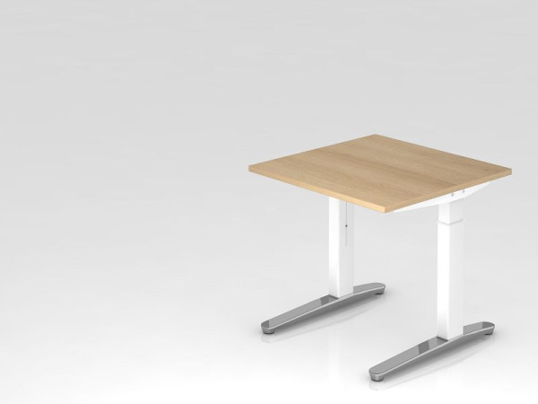 Hammerbacher bureau C-poot 80x80cm eiken/wit, gepolijst, rechthoekige vorm, VXB08/E/WC