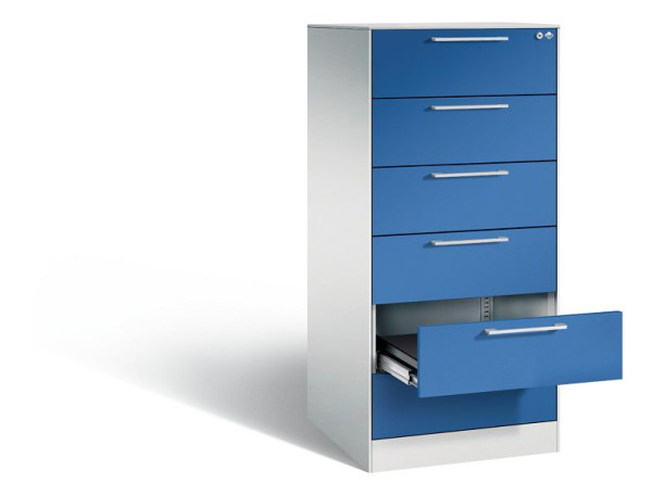 C+P archiefkast Asisto, H1310xB562xD600mm, kleur: lichtgrijs / gentiaanblauw, beugelgreep, 146224-622 S10051