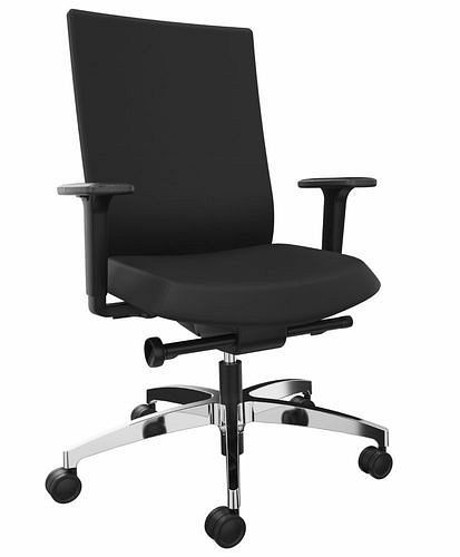 DENIOS AdJust evo bureaustoel, Syncro Evolution technologie, aluminium onderstel, zwart, 292406