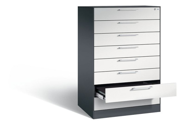 C+P ladekast Asisto, H1310xB800xD600mm, kleur: zwartgrijs/lichtgrijs, beugelgreep, 146223-800 S10023
