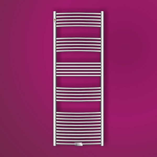 MERT chromen gebogen badkamerradiator, 500 x 1800 mm, centrale aansluiting, 4-50x180-M