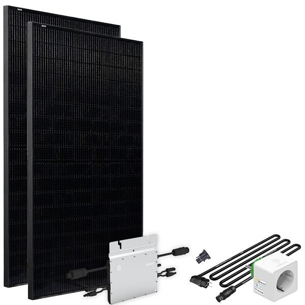 Offgridtec Solar-Direct 820W HM-800 balkonkrachtcentrale, volledig zwart Schuko-stopcontact - 5m - zonder beugel met elektriciteitsmeter, 4-01-016030-031