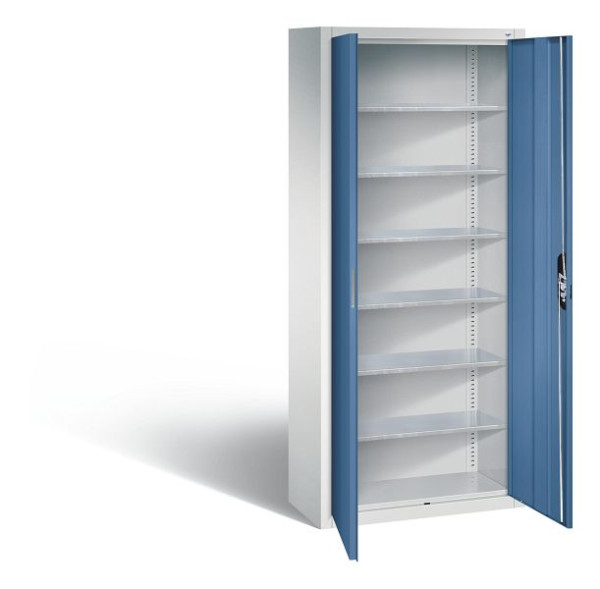 C+P tijdschriftenkast serie 13, H1690xB700xD300mm, kleur: lichtgrijs / verre blauw, verzonken handgreep, 133413-20 S10145