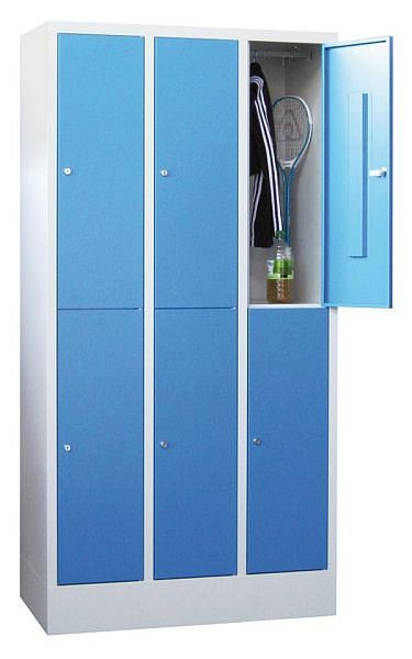 Pavoy Schließfachschrank mit Sockel 1850/500/900, 3b x 2h, Zylinderschloss, Abteilbreite 300, glatte Türen, 61265-323-401-910