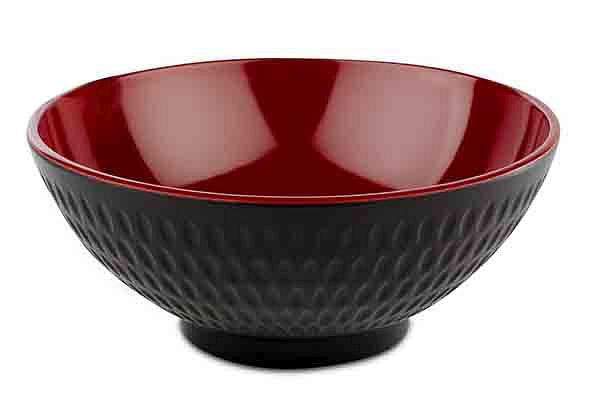 APS schaal -ASIA PLUS-, Ø 16 cm, hoogte: 7 cm, 0,6 liter, melamine, binnenkant: rood, glanzend, buitenkant: zwart, mat, 15419