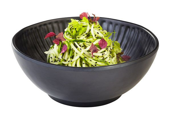 APS kom -AIKO-, Ø 20,5 cm, hoogte: 8 cm, melamine, zwart, steenlook, 1,2 liter, 84337