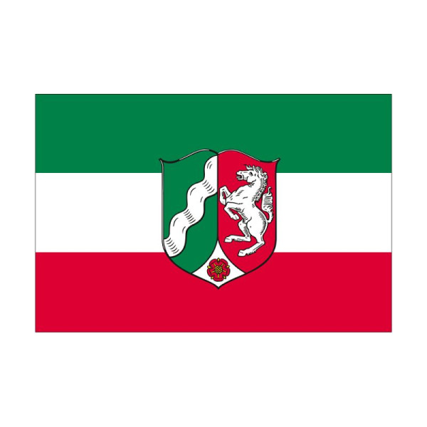 Stein HGS HGS deelstaatvlag van Noordrijn-Westfalen, 200 x 335 cm (liggend formaat), met touw en lus, FlagTop 160 g/m², voor vlaggenmasten vanaf 8 m, zonder ajourzoom, 26471