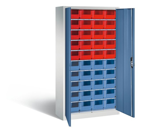 C+P tijdschriftenkast serie 13, H1980xB1000xD420mm, kleur: lichtgrijs / verre blauw, verzonken handgreep, 133144-24 S10043