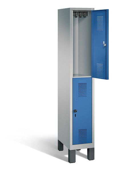 C+P locker dubbeldekker Evolo, H1850xB320xD500mm, kleur: wit aluminium / gentiaanblauw, 48310-10 S10104