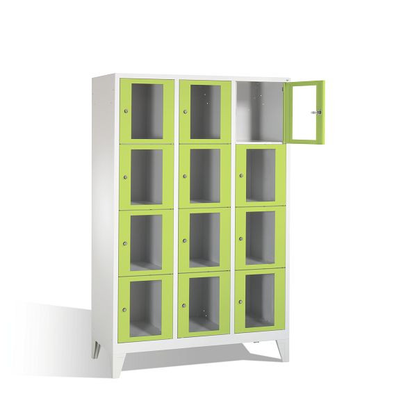 C+P lockerkast Classic, H1850xB1200xD500mm, kleur: lichtgrijs / virid groen, 8010A324 S10007