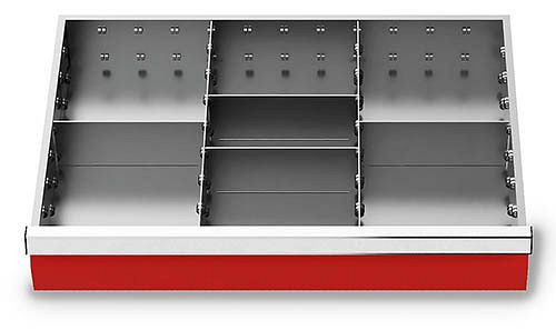 Bedrunka + Hirth metalen indelingsset 6 delig, R 24-16, paneelhoogte 75 mm, afmetingen in mm (BxDxH): 600 x 400 x 75, 168-145-75