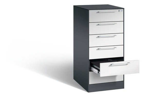 C+P archiefkast Asisto, H1010xB440xD600mm, kleur: zwartgrijs/lichtgrijs, beugelgreep, 146245-622 S10019