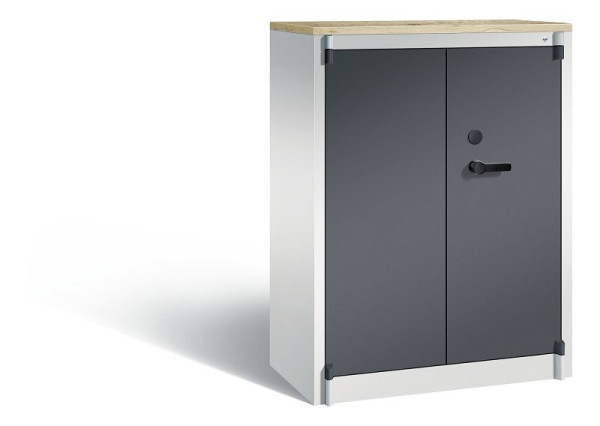 C+P brandwerende kast Certos, H1226xB930xD500mm, kleur: lichtgrijs / zwartgrijs, handgreep, 3 OH, 1171-00 S10330