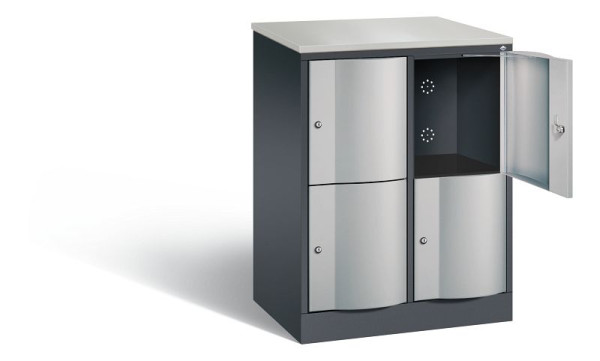 C+P lockerkast Resisto, H1077xW772xD540mm, kleur: zwart-grijs/wit aluminium, 8472-272 S10066