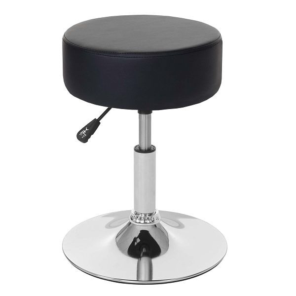 Mendler kruk HWC-C22, kruk make-up kruk, in hoogte verstelbaar Ø 35cm, imitatieleer, zwart, 61173