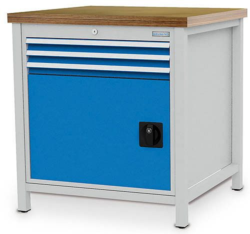 Bedrunka + Hirth box werkbank serie 810 R24-24, 3x 50 mm, volledig uittrekbare lades, 810 x 750 x 859 mm, 03.075.08V