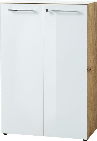 GERMANIA GW-MONTERIA archiefkast 4202 wit / Navarra eiken imitatie, hoogte 120 cm, 4202-242
