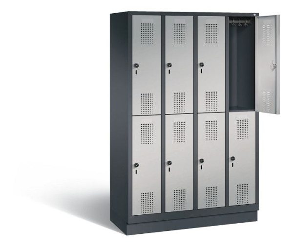 C+P locker dubbellaags Evolo, H1800xW1190xD500mm, kleur: zwart-grijs/wit aluminium, 48320-40 S10239