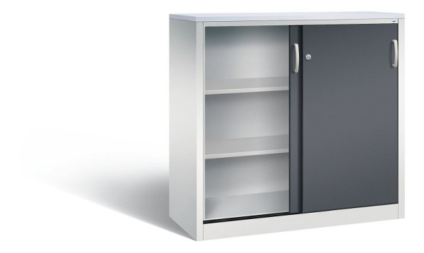 C+P dressoir met schuifdeuren Acurado, H1200xB1200xD500mm, kleur: lichtgrijs/zwartgrijs, beugelgreep, 3 niveaus, 2057-1200 S10286