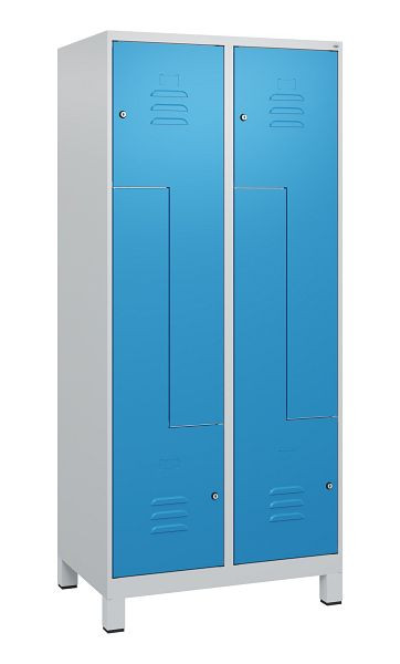 C+P Z-Spind Classic PLUS, voeten, 4 vakken, 1800x800x500mm, 7035/5012, cilindersloten, 0800137-224 S10019