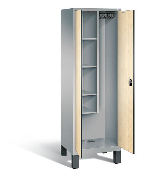 C+P reinigingsmiddelenkast Evolo, H1850xB610xD500mm, kleur: wit aluminium / Donau esdoorn decor, 48110-00 S10097