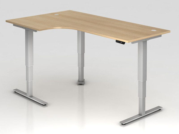 Hammerbacher zit-sta hoektafel elektrisch 200x120cm 90° eiken, hoekvorm 90°, links of rechts te monteren, VXDSM82/E/S