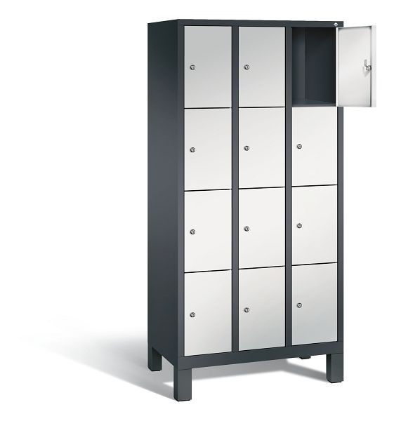 C+P lockerkast Evolo, H1850xW900xD500mm, kleur: zwartgrijs/lichtgrijs, 48010-304 S10061