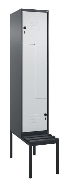 C+P Z-Spind Classic PLUS, met onderbank, 2 vakken, 2120x400x815mm, 7016/7035, draaigrendel, 0800537-122 S10043