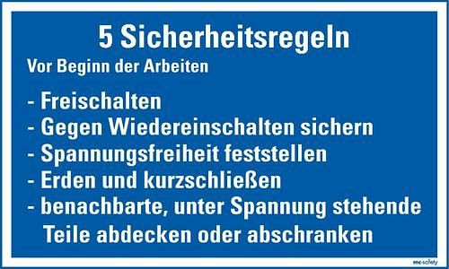 DENIOS veiligheidsinstructie "5 veiligheidsregels", folie, 200 x 120 mm, 210-099